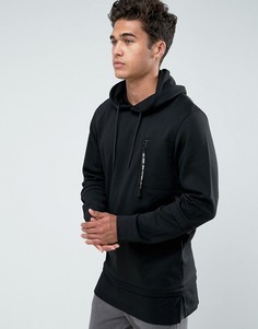 Худи с карманом на молнии и отделкой из искусственной кожи Jack &amp; Jones - Черный
