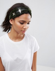 Бархатная повязка на голову с вышивкой ASOS - Мульти