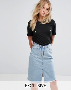 Футболка с принтом Monki - Желтый