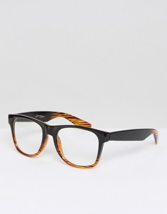 Квадратные очки в черно-коричневой оправе с прозрачными стеклами Jeepers Peepers - Черный
