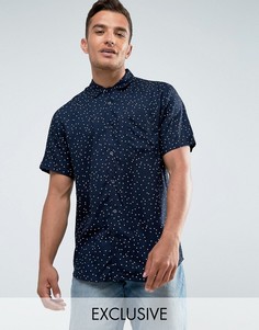 Облегающая рубашка с коротким рукавом из вискозы Only &amp; Sons - Темно-синий