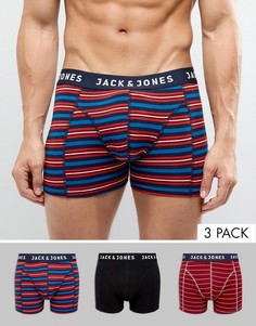 Комплект из 3 пар боксеров-брифов c полосками Jack &amp; Jones - Красный