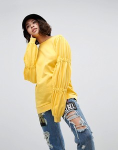 Свитшот с присборенными рукавами ASOS - Желтый