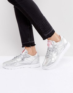 Кожаные серебристые кроссовки Reebok Classic - Серебряный