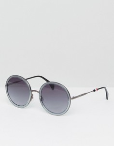 Серые круглые солнцезащитные очки Tommy Hilfiger - Серый