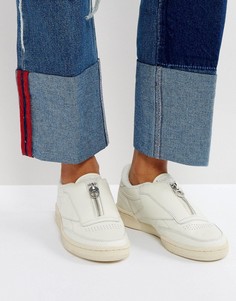 Бежевые кроссовки с молниями Reebok Classic Club C 85 - Бежевый