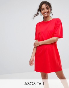 Платье-футболка с отворотами на рукавах ASOS TALL - Красный