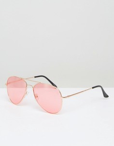 Розовые солнцезащитные очки-авиаторы PrettyLittleThing - Розовый