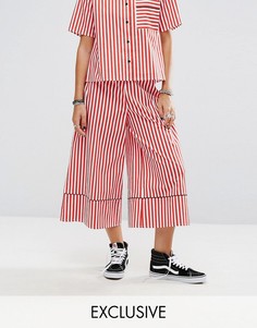 Широкие брюки в полоску с кантом Reclaimed Vintage - Красный