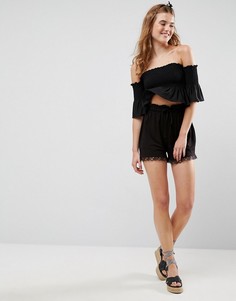 Юбка-шорты с кружевной отделкой ASOS - Черный