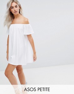 Платье мини с открытыми плечами ASOS PETITE - Белый