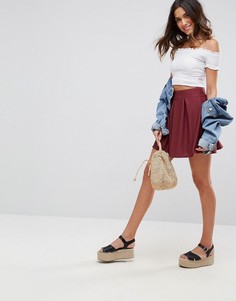 Фактурная мини-юбка со складками ASOS - Красный