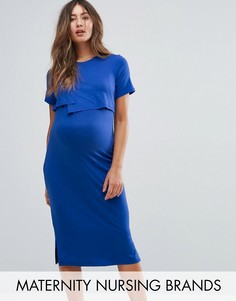 Облегающее платье миди для кормящих мам &amp; You - Синий