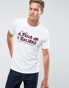 Белая облегающая футболка с логотипом Abercrombie &amp; Fitch - Белый