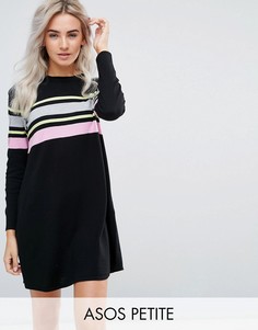Свободное трикотажное платье в полоску ASOS PETITE - Мульти