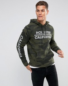 Спортивный камуфляжный худи с логотипом Hollister - Зеленый