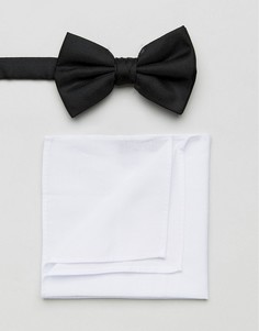 Черный галстук-бабочка и белый платок-паше в наборе New Look - Черный