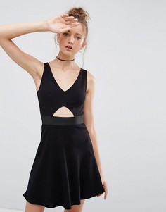 Короткое приталенное платье с вырезом и эластичной талией ASOS - Черный