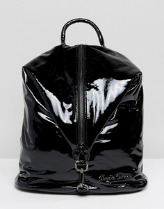 Черный блестящий рюкзак с вертикальной молнией Claudia Canova - Черный
