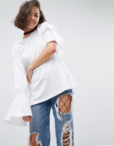 Футболка с крупными оборками ASOS - Белый