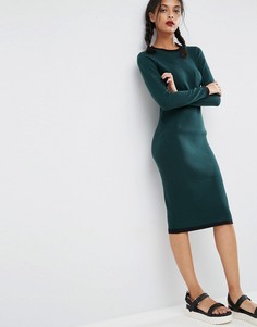 Платье миди в рубчик ASOS - Зеленый