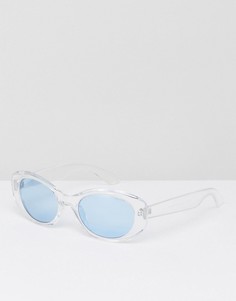 Овальные солнцезащитные очки в прозрачной оправе с синими стеклами ASOS - Прозрачный