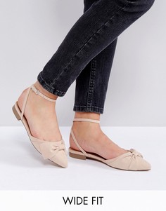 Балетки для широкой стопы с бантиками ASOS LOOPY - Бежевый