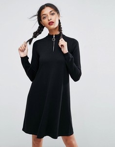 Свободное вязаное платье на молнии ASOS - Серый