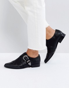 Туфли на плоской подошве с острым носком в стиле вестерн ASOS MUDSLIDE - Черный
