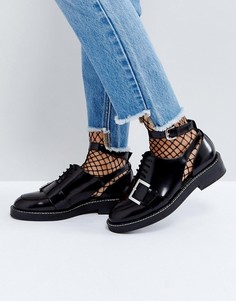 Туфли из премиум-кожи на плоской подошве с вырезами ASOS MARTIAL - Черный