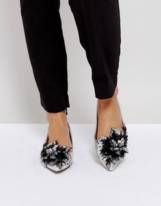 Балетки с отделкой ASOS LILY OF THE VALLEY - Серебряный