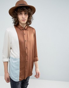 Рубашка стандартного кроя из драпированной ткани со вставками ASOS - Мульти