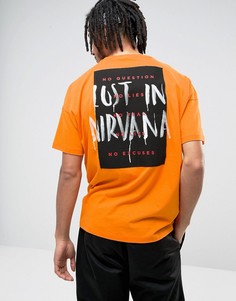 Оранжевая оверсайз-футболка с принтом Lost In Nirvana на спине ASOS - Оранжевый