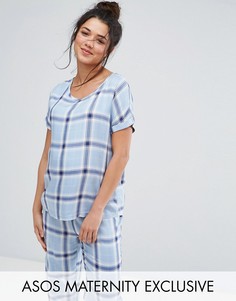 Пижамный комплект в клетку ASOS Maternity - Синий