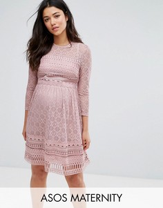 Короткое приталенное кружевное платье ASOS Maternity PREMIUM - Фиолетовый
