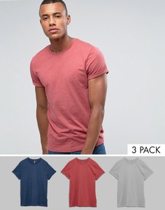 3 футболки с закатанными рукавами ASOS - СКИДКА - Мульти
