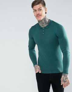 Зеленое трикотажное обтягивающее поло ASOS - Зеленый