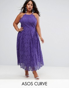 Кружевное платье миди для выпускного ASOS CURVE - Фиолетовый