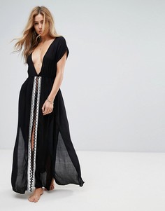 Пляжное платье макси с вышивкой и разрезом Liquorish - Черный