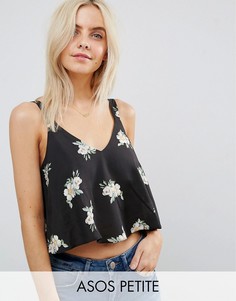 Укороченный свободный топ на бретелях с цветочным принтом ASOS PETITE - Мульти