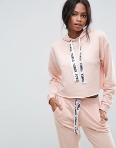 Худи с необработанными краями и лентой с принтом ASOS - Розовый