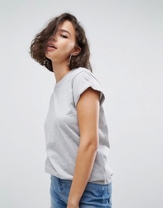 Футболка бойфренда с закатанными рукавами ASOS - Серый
