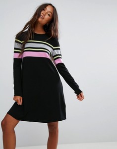 Свободное трикотажное платье в яркую полоску ASOS - Мульти