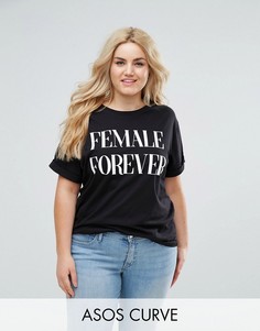Футболка с принтом ASOS CURVE - Черный