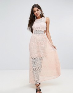 Кружевное платье макси Boohoo - Розовый