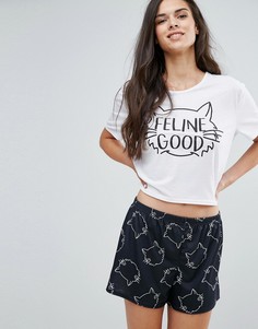 Пижама Boohoo Feline Good - Белый