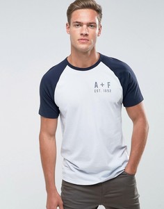 Синяя облегающая футболка с рукавами реглан и логотипом Abercrombie &amp; Fitch - Синий