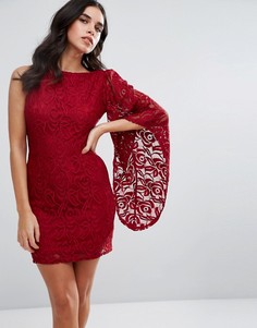 Кружевное платье на одно плечо AX Paris - Красный