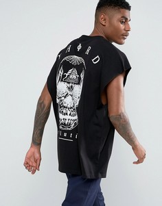 Оверсайз-футболка без рукавов с принтом на спине ASOS - Черный