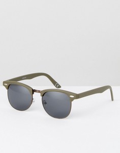 Солнцезащитные очки хаки в стиле ретро ASOS - Зеленый